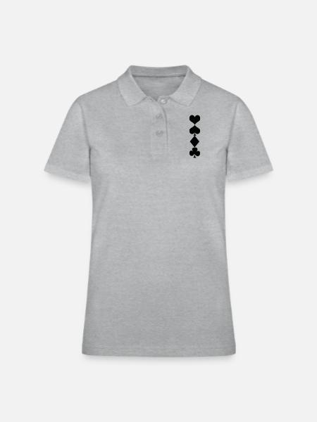 Deck of cards - Polo en coton piqué pour femmes - gris chiné - Devant