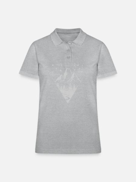 Wander Mountain Forest Climbing Hiking Trail - Women's Pique Polo Shirt - heather gray - Front