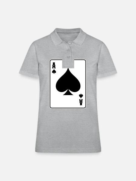 Jeu de cartes De pique Ace Card Spades - Polo en coton piqué pour femmes - gris chiné - Devant