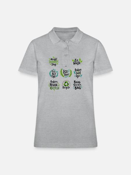 Eco Doodles - Sustainability Quotes - Women's Pique Polo Shirt - heather gray - Front