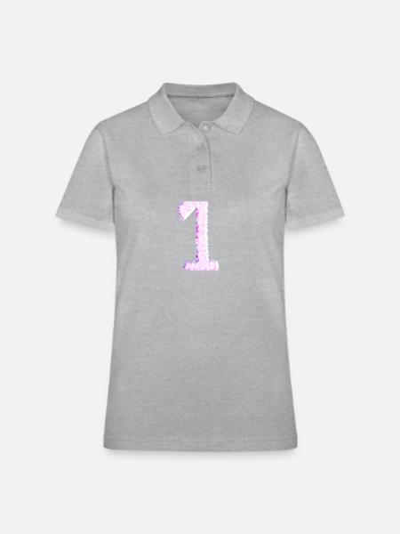 pink one number number team - Women's Pique Polo Shirt - heather gray - Front