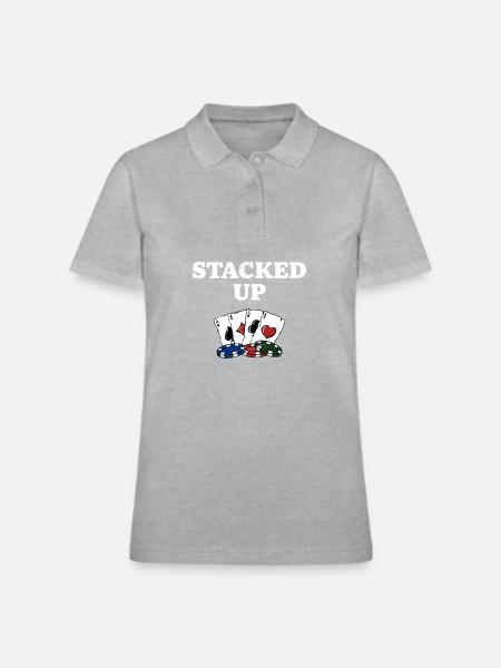Stacked Up Card Games Poker Card Player Poker - Polo en coton piqué pour femmes - gris chiné - Devant