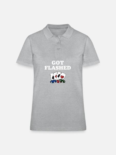 Got Flashed Card Games Casino Card Player - Polo en coton piqué pour femmes - gris chiné - Devant