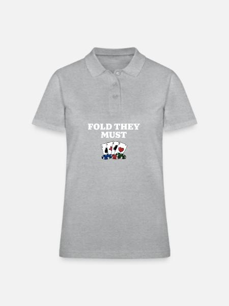 Fold They Must Card Games Poker Card Player Poker - Polo en coton piqué pour femmes - gris chiné - Devant