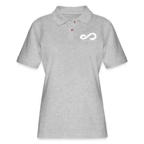 Infinite Logo in White Women's V-Neck - Women's Pique Polo Shirt