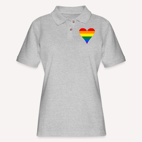 Gay Pride Rainbow Heart Funky - Women's Pique Polo Shirt