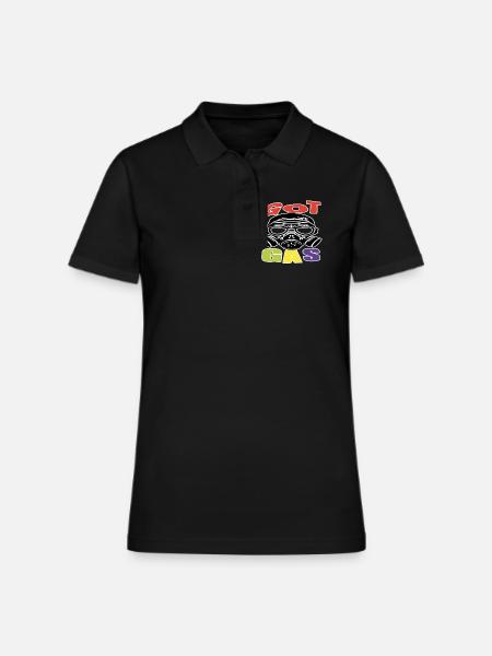 "Got Gas"  Gas Mask Pop Graphic - Women's Pique Polo Shirt - black - Front