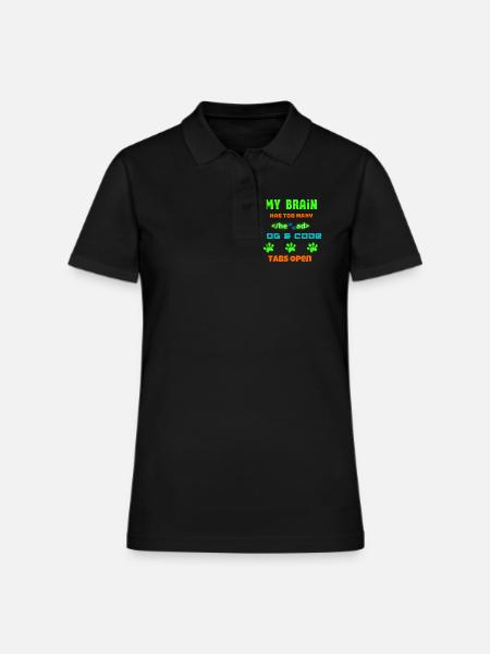 Funny Dog Lover Coding Gear Tech Life Apparel Tee - Women's Pique Polo Shirt - black - Front