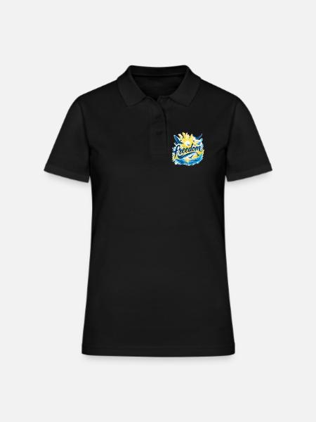 Freedom  - Women's Pique Polo Shirt - black - Front