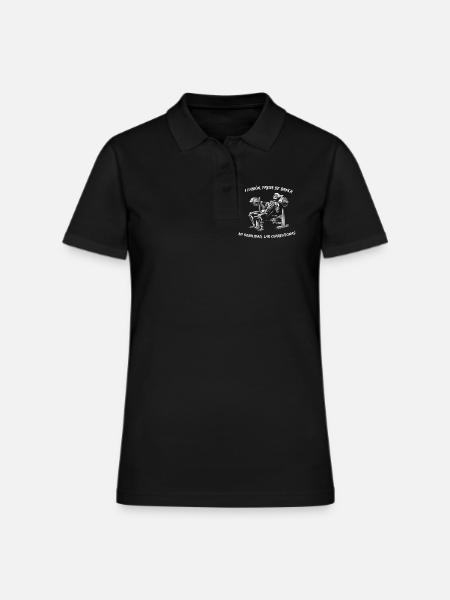 Skeleton Bench Press Gym Humor - Women's Pique Polo Shirt - black - Front