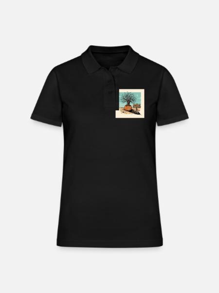 Dali Style Surreal Halloween Desert Piano Art - Women's Pique Polo Shirt - black - Front