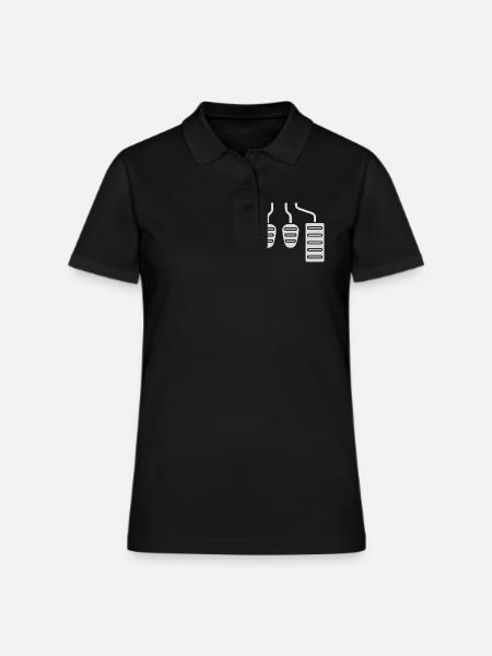 Manual gearshift - pedals  - Women's Pique Polo Shirt - black - Front
