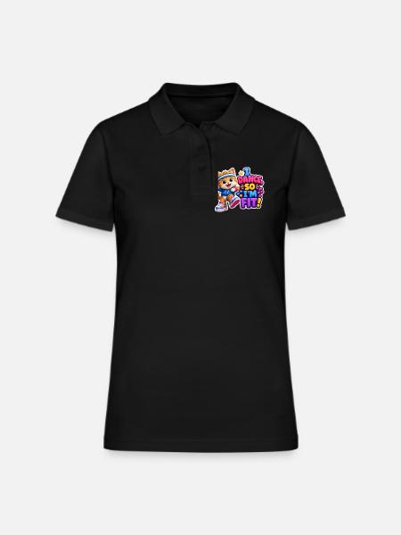 Dancing Cat I Dance So I'm Fit Workout Design 4 U - Women's Pique Polo Shirt - black - Front