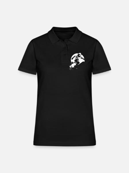 Snowboarder Drawing - Women's Pique Polo Shirt - black - Front