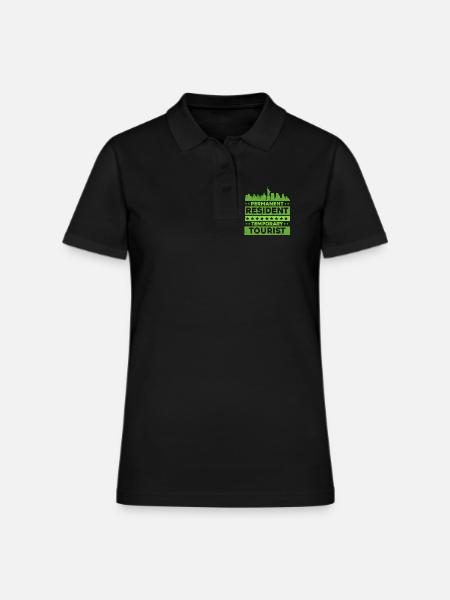 Green card - Polo en coton piqué pour femmes - noir - Devant