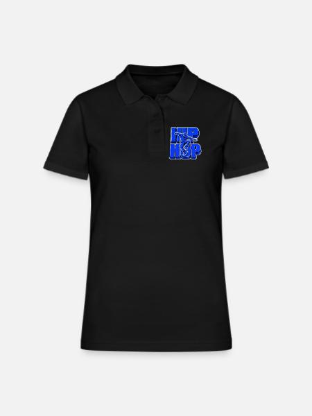 Blue 3D Hip Hop Block Letters Dancer Graphic - Women's Pique Polo Shirt - black - Front