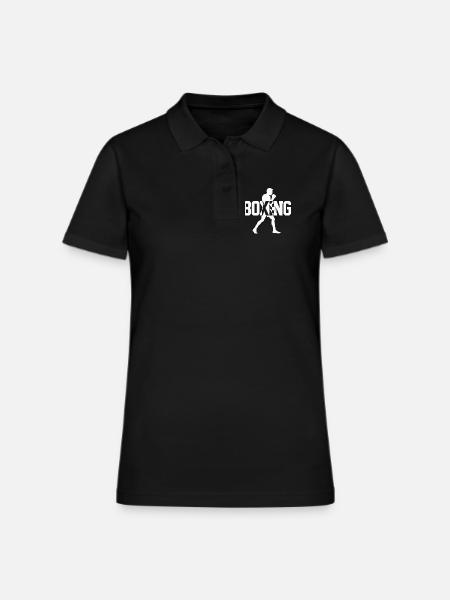 Boxing Silhouette in Bold Typography - Women's Pique Polo Shirt - black - Front