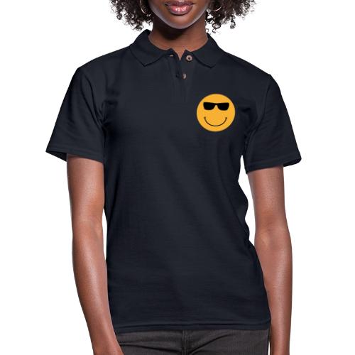 Orange Face with Sunglasses - Women's Pique Polo Shirt