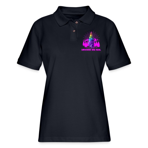 Unicorns are real, camping ed. - Women's Pique Polo Shirt