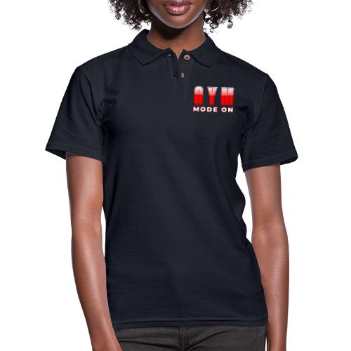 Gym Mode On Fitness Typography Design - Women's Pique Polo Shirt