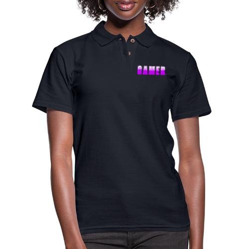 Gamer Purple Glossy Collegiate Design - Women's Pique Polo Shirt