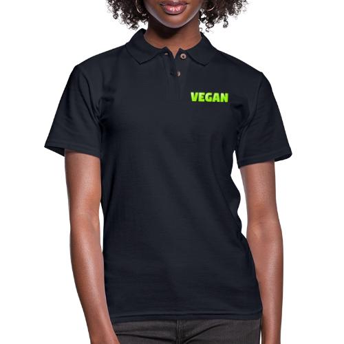 Vegan Bold Green Typography Design - Women's Pique Polo Shirt