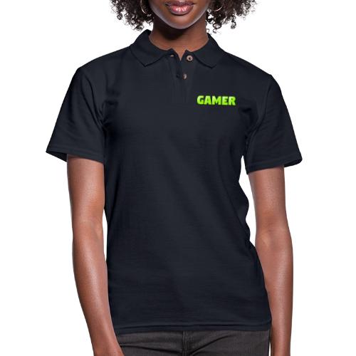 Gamer Neon Green Gaming Logo Design - Women's Pique Polo Shirt