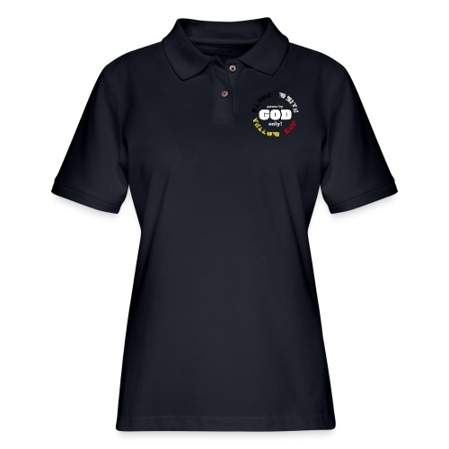 Power by GOD (Black, White, Yellow, Red) - Women's Pique Polo Shirt