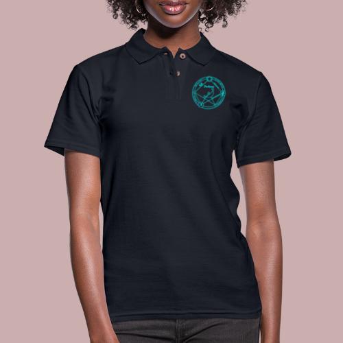 darknet logo cyan - Women's Pique Polo Shirt
