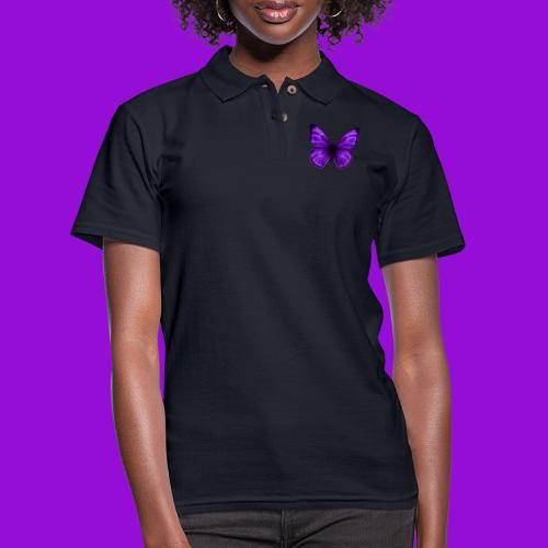Neon Purple Butterfly - Women's Pique Polo Shirt