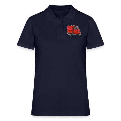 Red tricycle transporter, old three-wheeled van - Women's Pique Polo Shirt