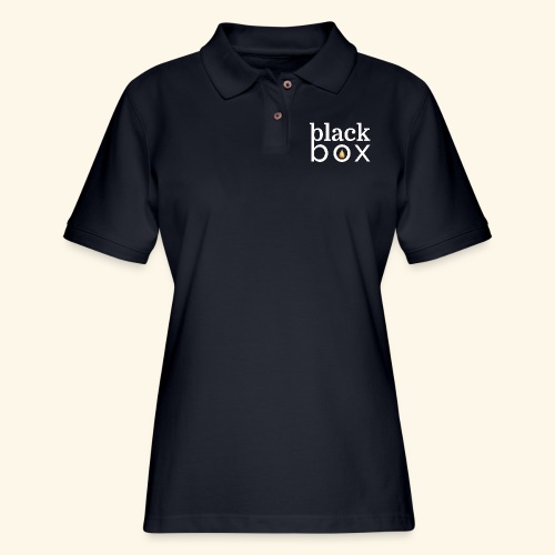 Black Box Logo Gold Drop White Text - Women's Pique Polo Shirt