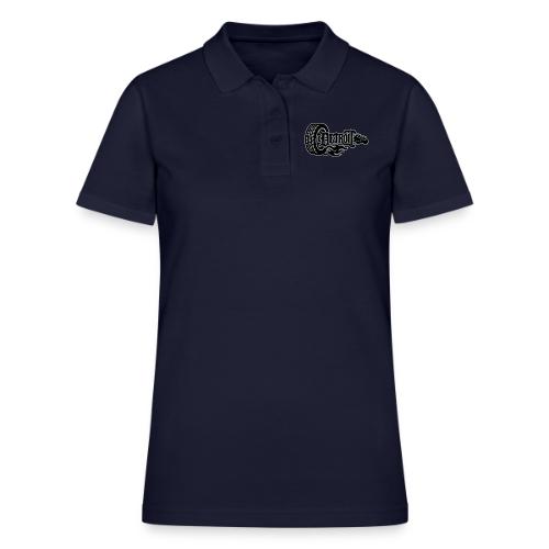 The D® - Detroit Wheel Guitar with Flames Blk Slvr - Women's Pique Polo Shirt