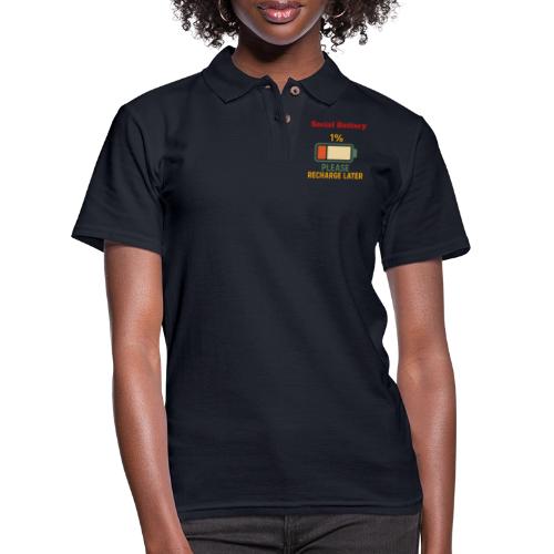 Social Battery 1 Percent Funny Saying tshirt - Women's Pique Polo Shirt