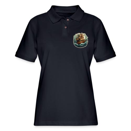 The journey of the Vikings on a stormy ocean - Women's Pique Polo Shirt