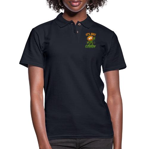 Cute Pumpkin Monster “It’s Just Gourdy” Funny - Women's Pique Polo Shirt
