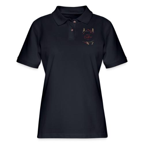 Merry Christmas Typography Design - Women's Pique Polo Shirt
