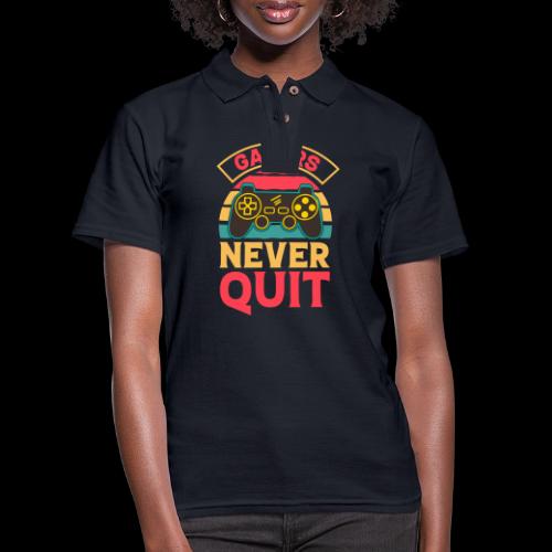 Gamers Never Quit Tee - Women's Pique Polo Shirt