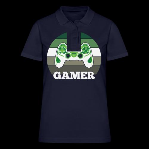 Green Sunset Gamer - Women's Pique Polo Shirt