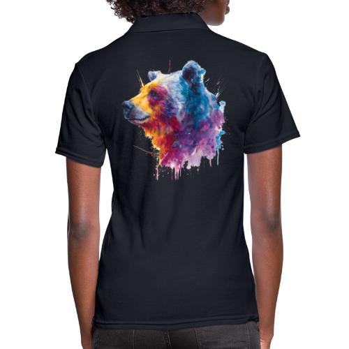 Watercolor Bear Portrait - Women's Pique Polo Shirt