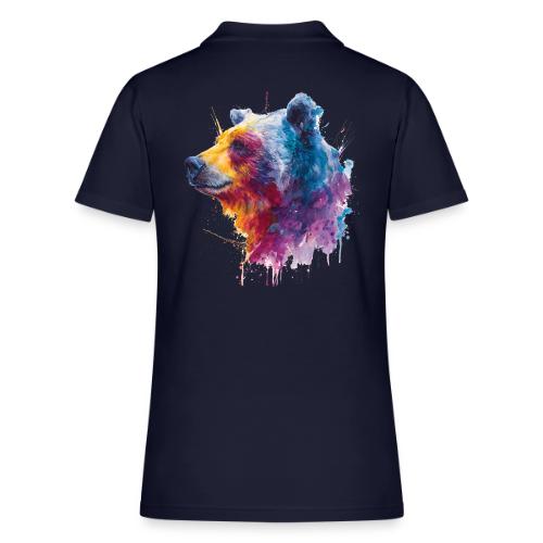 Watercolor Bear Portrait - Women's Pique Polo Shirt