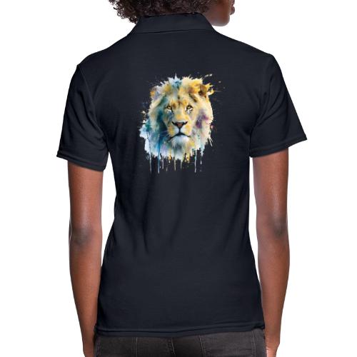 Splash-Art Lion Face - Women's Pique Polo Shirt