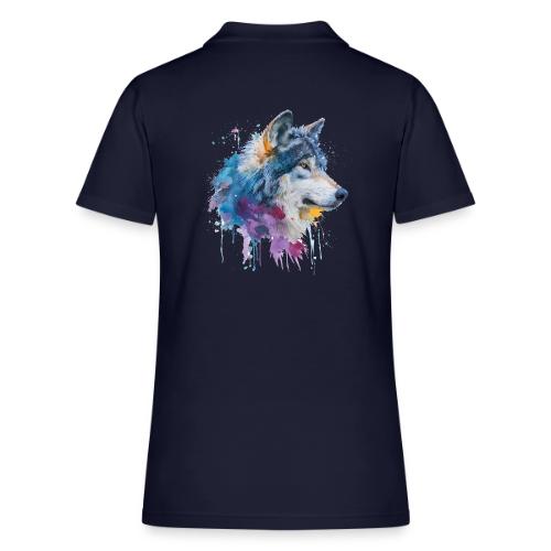 Splash-Art Wolf Head - Women's Pique Polo Shirt