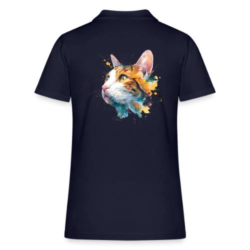 Cat: Feline Ink Burst - Women's Pique Polo Shirt