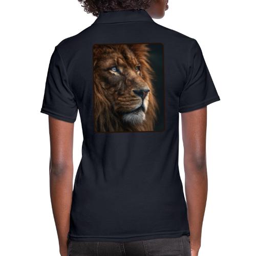 Lion Portrait Majestic Wildlife Design - Women's Pique Polo Shirt