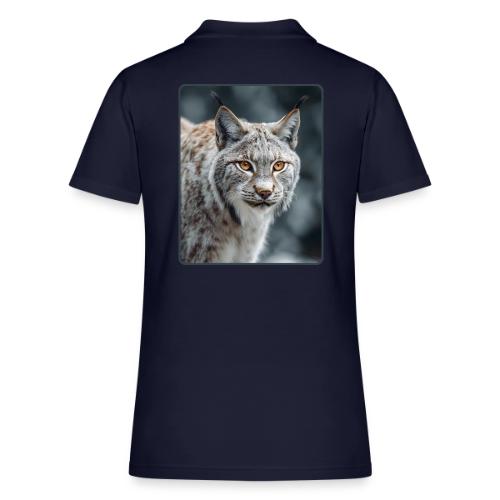 Lynx Portrait Piercing Eyes Design - Women's Pique Polo Shirt