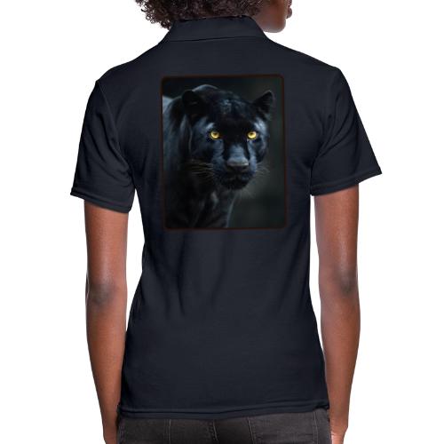 Black Panther Glowing Eyes Design - Women's Pique Polo Shirt