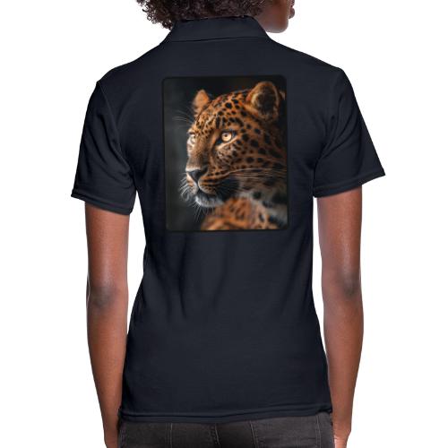 Amur Leopard Face Wildlife Design - Women's Pique Polo Shirt
