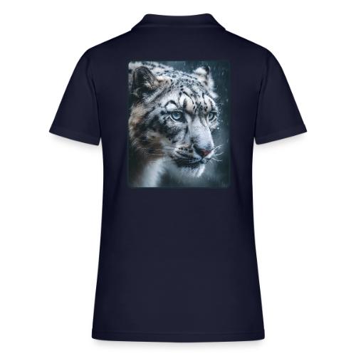 Snow Leopard Blue Eyes Design - Women's Pique Polo Shirt