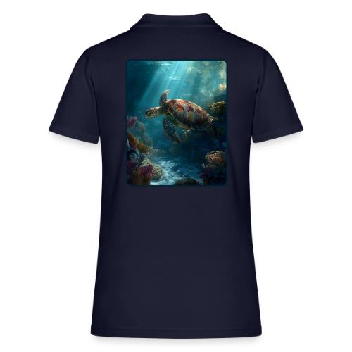 Sea Turtle Coral Reef Design - Women's Pique Polo Shirt